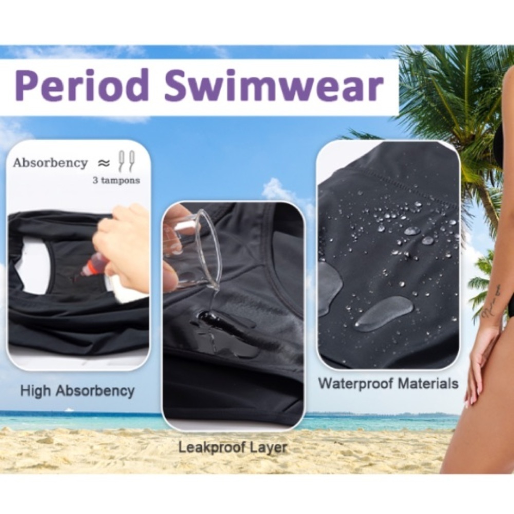Beautikini Period Swimwear High Waisted L ocean Swim Bottoms Leakproof Bikini - Picture 8 of 12